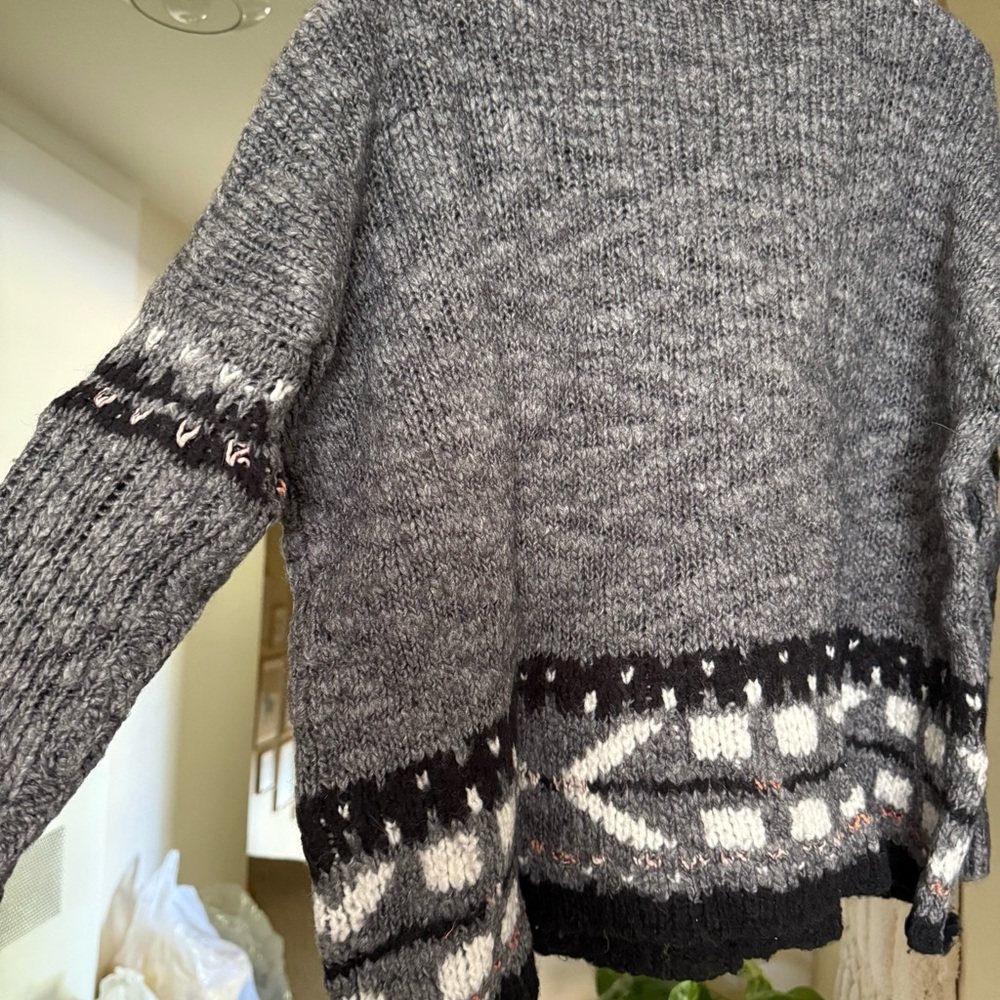 Free People Black and White Patterned Sweater